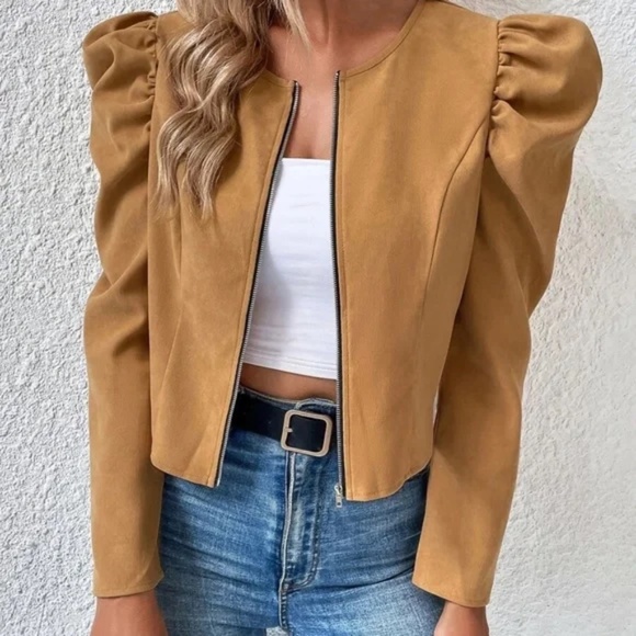 Luxe Puff Sleeve Zip up Jacket - Picture 6 of 15